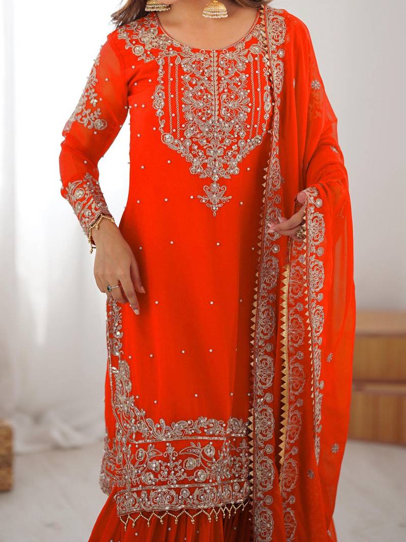 Embroidery Work Sharara Suit Set 