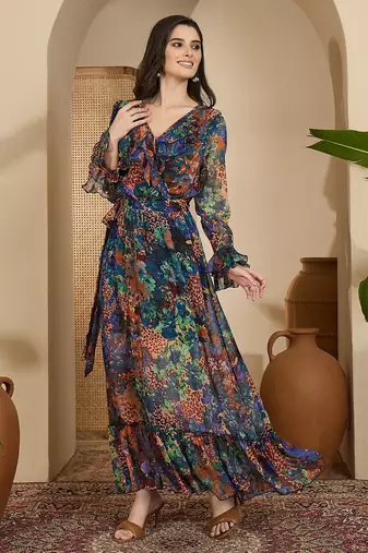 Women's chiffon printed maxi dress