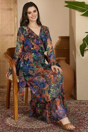 Women's chiffon printed maxi dress