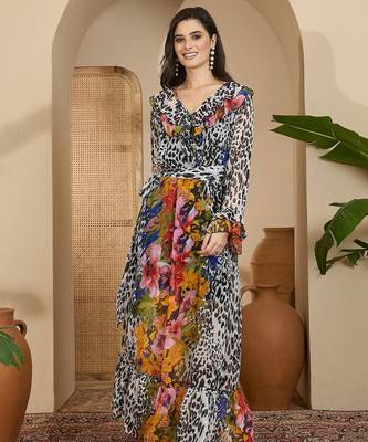 Women's chiffon printed maxi dress 1