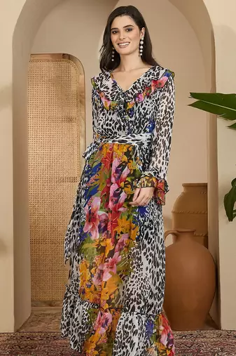 Women's chiffon printed maxi dress
