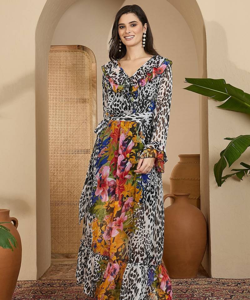 Women's chiffon printed maxi dress