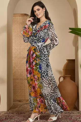 Women's chiffon printed maxi dress