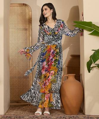 Women's chiffon printed maxi dress 5