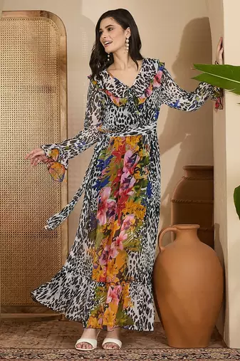 Women's chiffon printed maxi dress