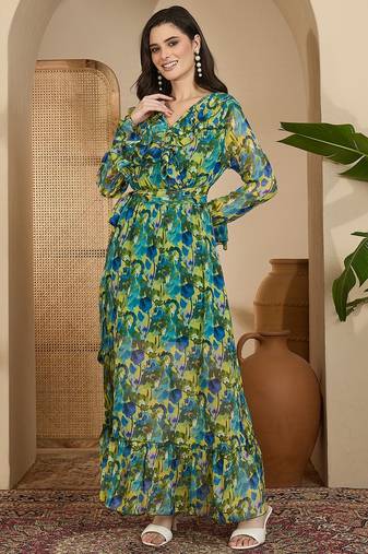 Women's chiffon printed maxi dress
