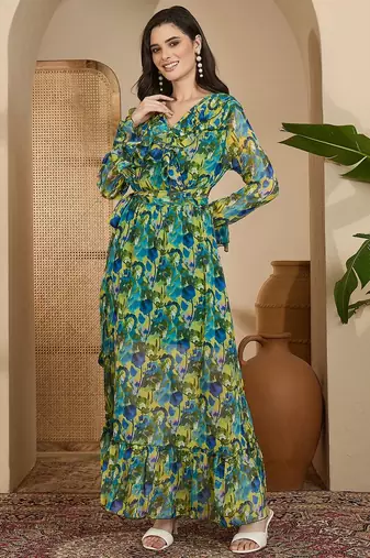 Women's chiffon printed maxi dress