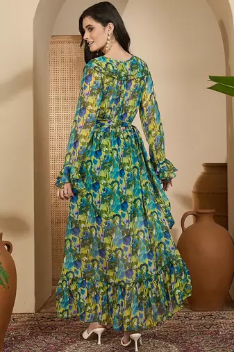 Women's chiffon printed maxi dress