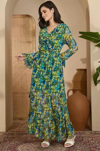 Women's chiffon printed maxi dress