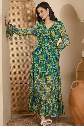 Women's chiffon printed maxi dress