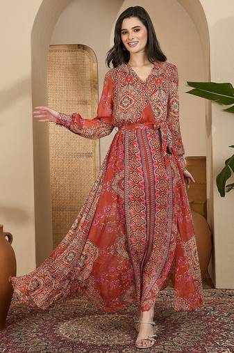Women's chiffon printed maxi dress