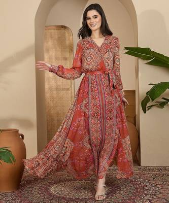 Women's chiffon printed maxi dress 2