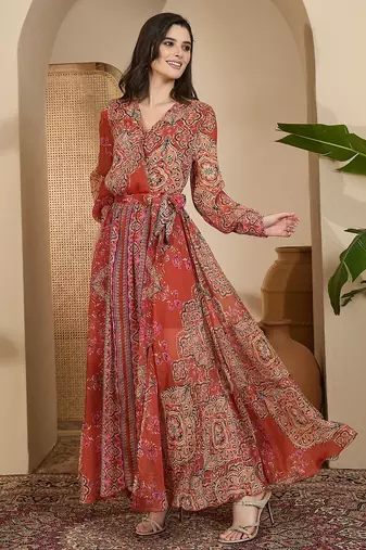 Women's chiffon printed maxi dress