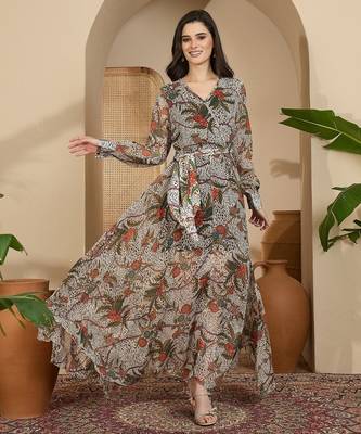 Women's chiffon printed maxi dress 1
