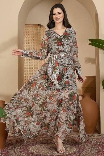 Women's chiffon printed maxi dress