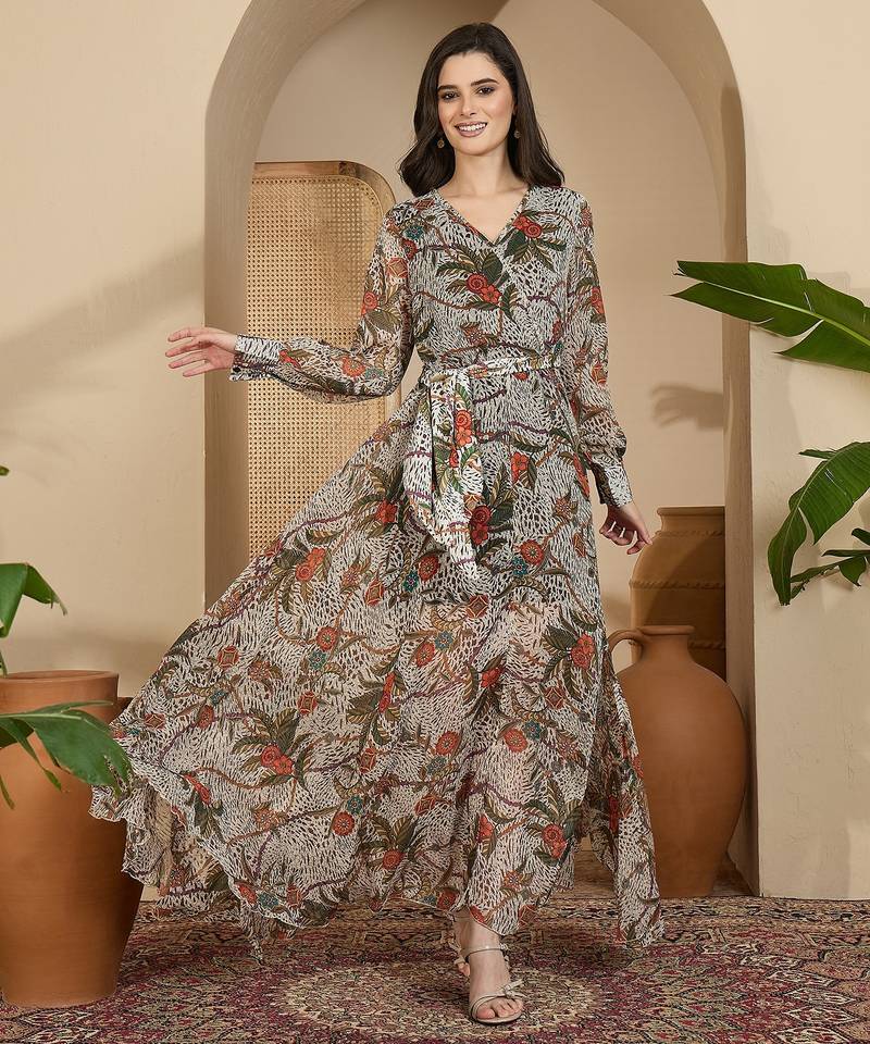 Women's chiffon printed maxi dress