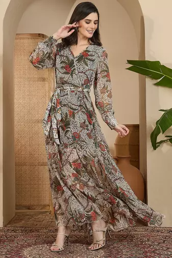 Women's chiffon printed maxi dress