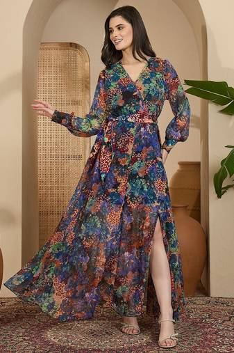 Women's chiffon printed maxi dress