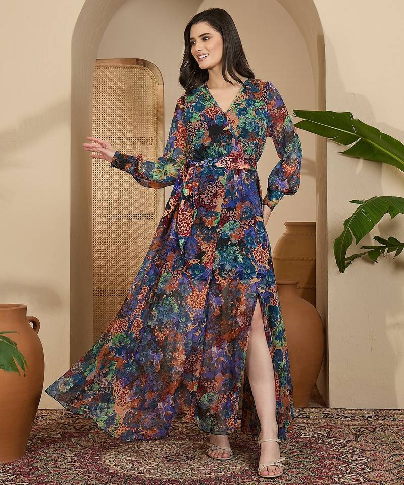 Women's chiffon printed maxi dress