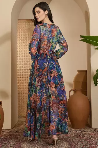 Women's chiffon printed maxi dress