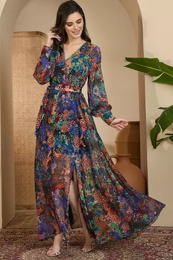 Women's chiffon printed maxi dress