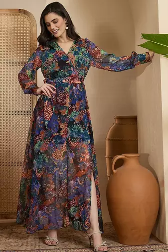 Women's chiffon printed maxi dress