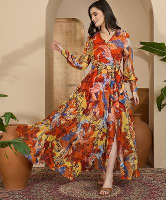 Women's chiffon printed maxi dress 1
