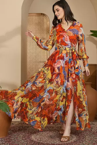 Women's chiffon printed maxi dress