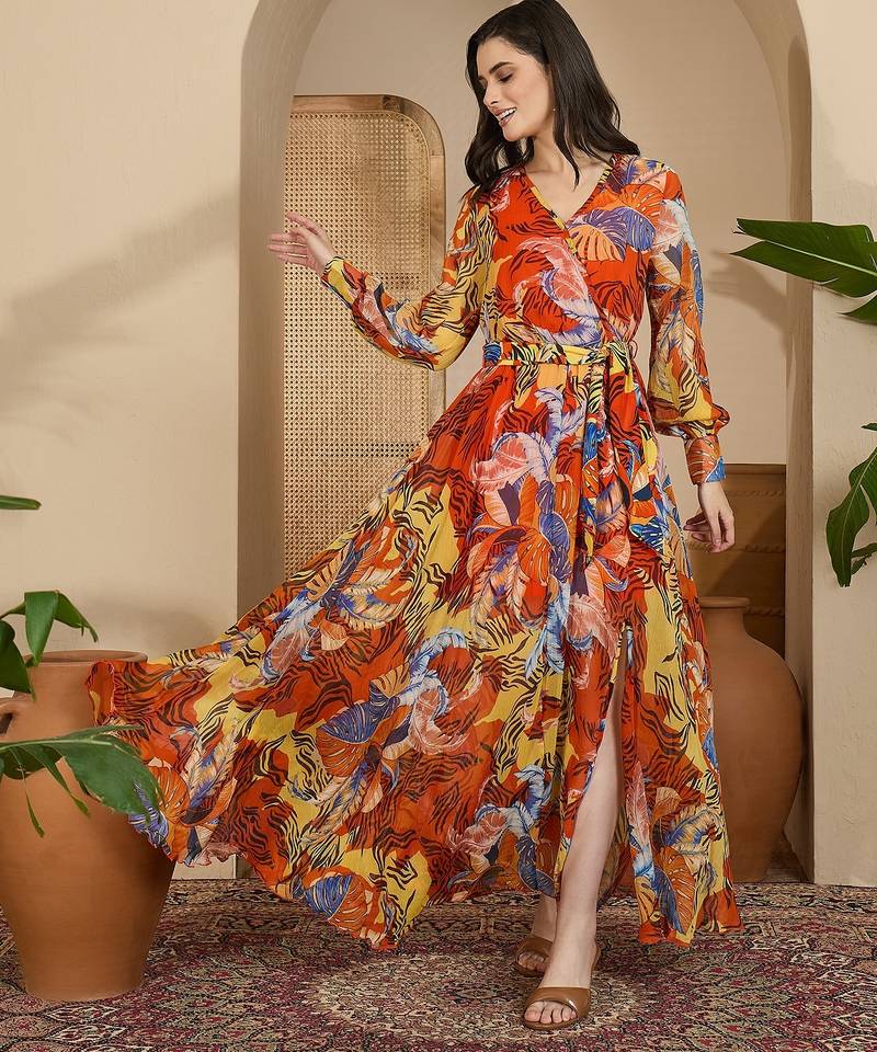 Women's chiffon printed maxi dress
