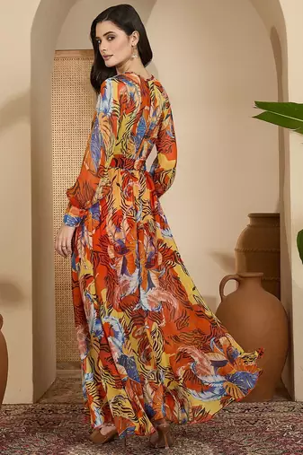Women's chiffon printed maxi dress