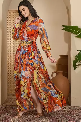 Women's chiffon printed maxi dress