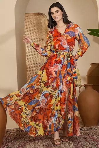 Women's chiffon printed maxi dress