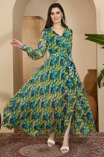 Women's chiffon printed maxi dress