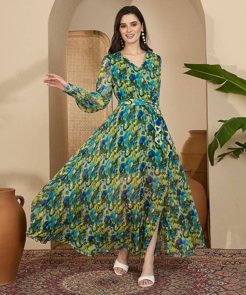 Women's chiffon printed maxi dress