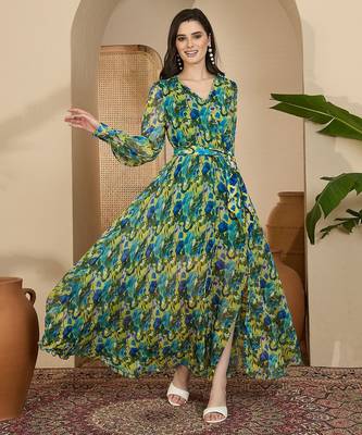 Women's chiffon printed maxi dress 2