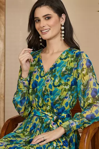 Women's chiffon printed maxi dress