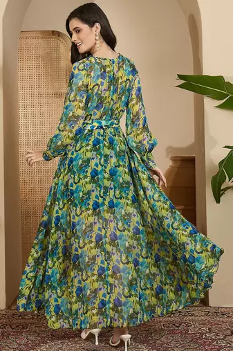 Women's chiffon printed maxi dress