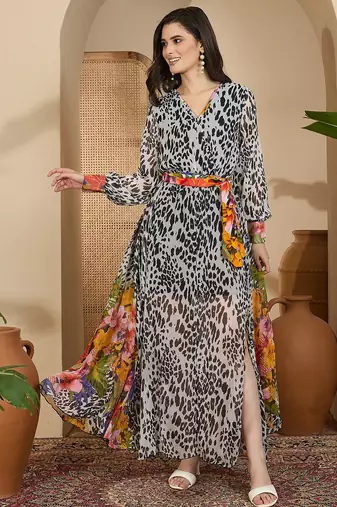 Women's chiffon printed maxi dress