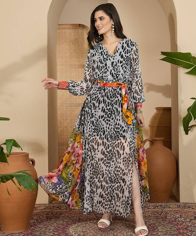 Women's chiffon printed maxi dress