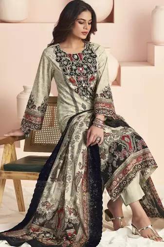  off white lawn cotton digital printed dress material