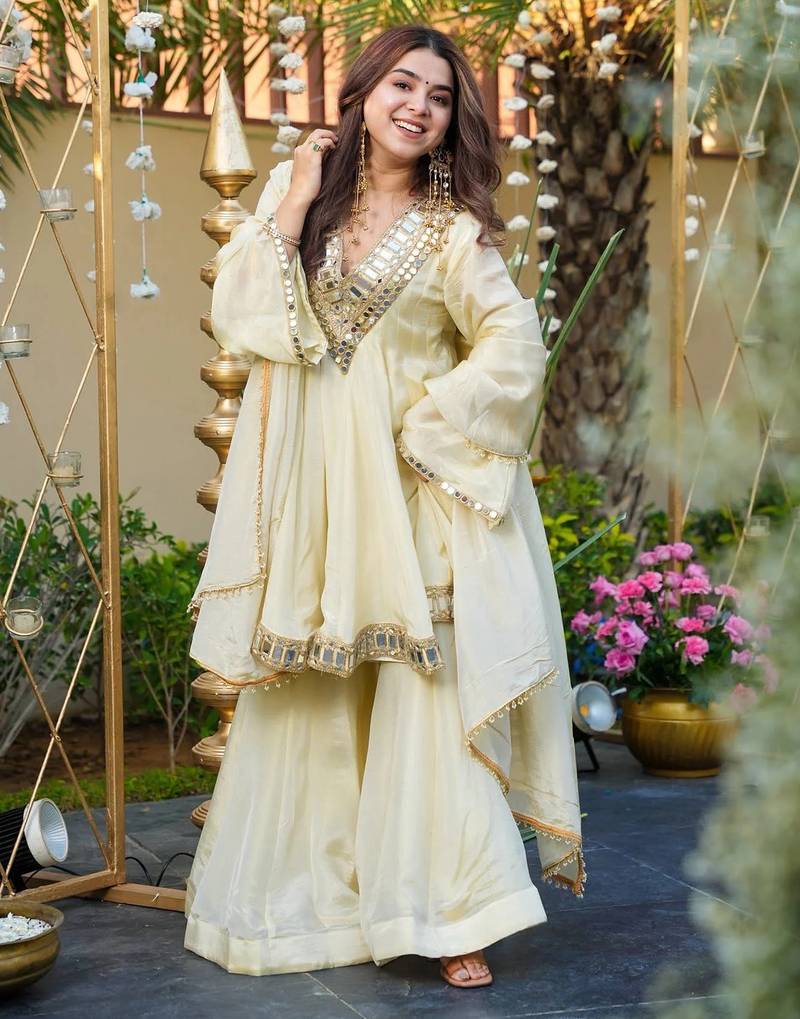 Ivory Embroidered Anarkali Suit with Dupatta – Elegant Festive & Wedding Wear for Women