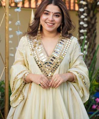 Ivory Embroidered Anarkali Suit with Dupatta     Elegant Festive & Wedding Wear for Women 2