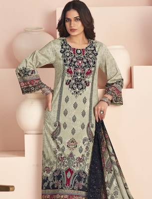  off white lawn cotton digital printed dress material 4