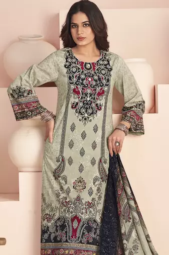  off white lawn cotton digital printed dress material