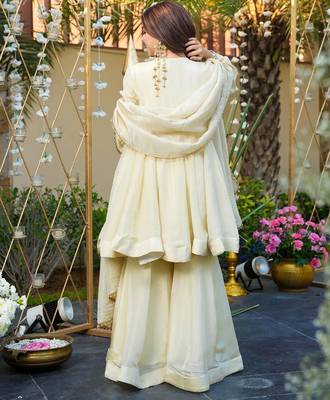 Ivory Embroidered Anarkali Suit with Dupatta     Elegant Festive & Wedding Wear for Women 4