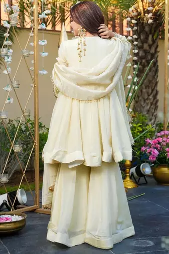 Ivory Embroidered Anarkali Suit with Dupatta – Elegant Festive & Wedding Wear for Women