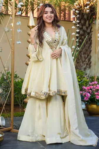 Ivory Embroidered Anarkali Suit with Dupatta – Elegant Festive & Wedding Wear for Women