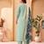 Sea green viscose chanderi thread work suit