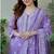 Lavender color cotton printed a line style kurta set