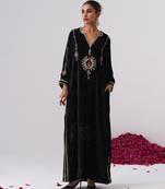 Black embroidered velvet kaftan